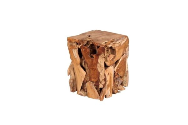 Square Teak Root Stool
