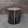 Teak branches round stool - black washed